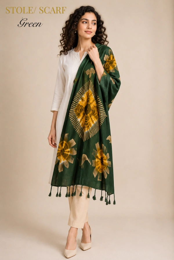 Ruthvi Ethnics Premium Rayon Cotton Scraf| Stole| Daily Wear| Green | ST95017 - FS, Green