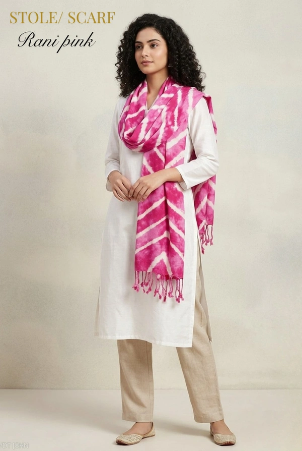 Ruthvi Ethnics Premium Rayon Cotton Scraf| Stole| Daily Wear| Rani Pink| ST95008 - FS, Rani Pink