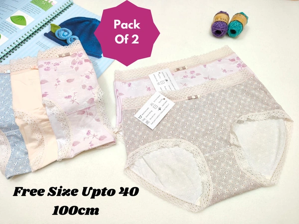 VDT Printed Pack of 2 ladies Panty - Pink, FS