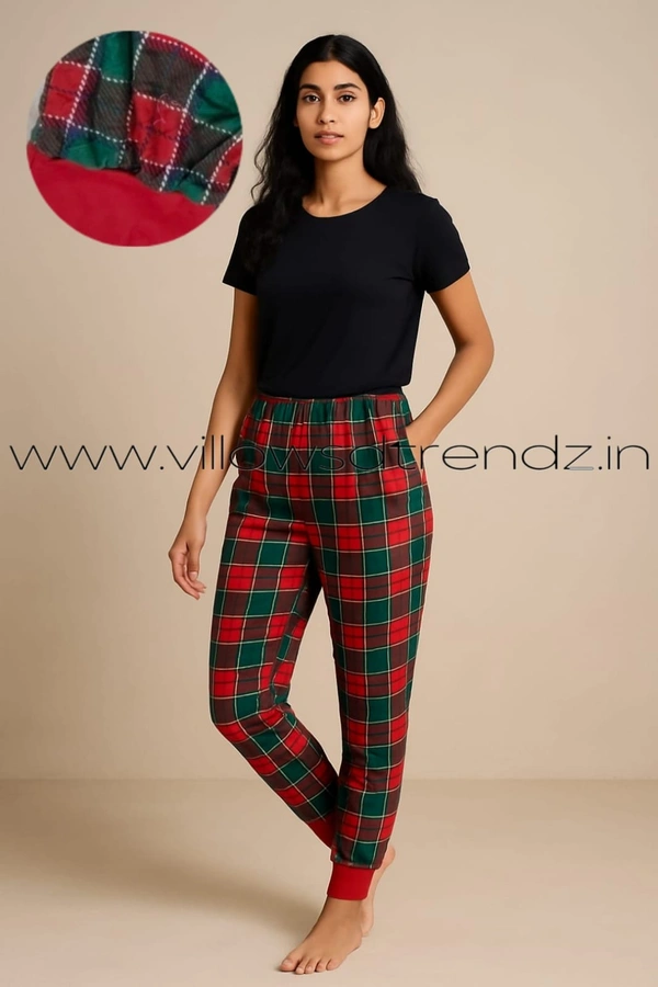 Smurf Finds Pyjama Full Pant | Cotton | Red With Green| PY9048 - XL, Red With Green