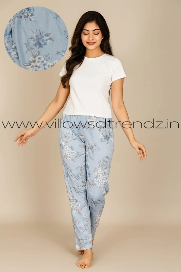 Smurf Finds Pyjama Full Pant | Cotton | Sky Blue | PY9017 - M, Sky Blue