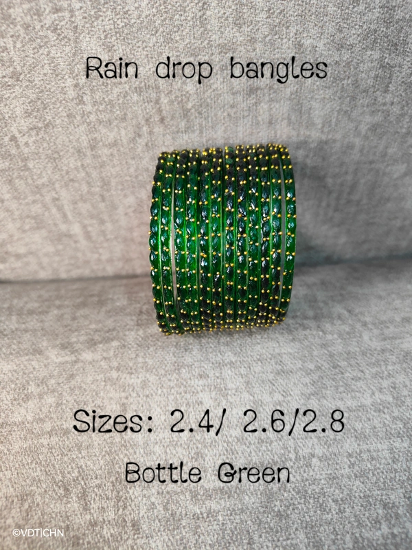 Ruthvi's Etnics Rain Drop Bangles RDB9001 - 2.8, Bottle Green