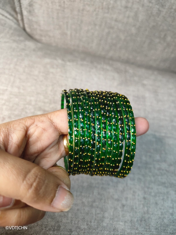 Ruthvi's Etnics Rain Drop Bangles RDB9001 - 2.8, Bottle Green