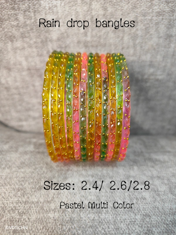 Ruthvi's Etnics Rain Drop Bangles RDB9003 - 2.4, Pastel Multi Colour