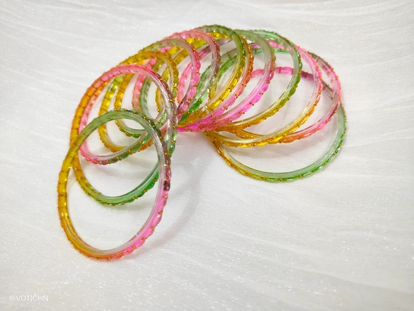 Ruthvi's Etnics Rain Drop Bangles RDB9003 - 2.4, Pastel Multi Colour