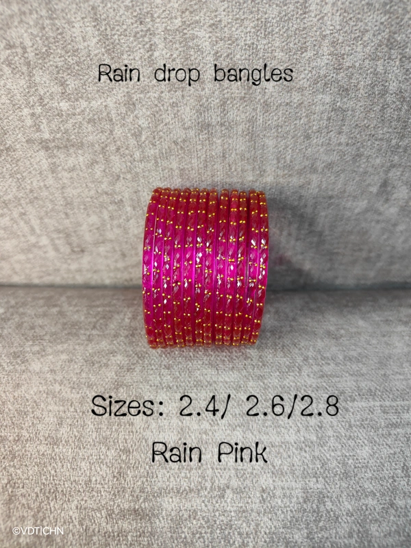 Ruthvi's Etnics Rain Drop Bangles RDB9006 - 2.6, Rani Pink