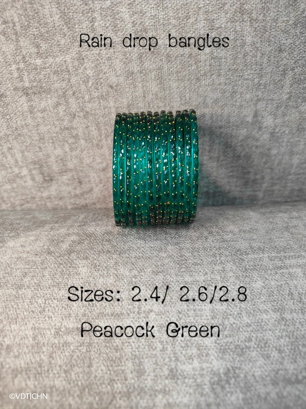 Ruthvi's Etnics Rain Drop Bangles RDB9007 - 2.8, Peacock Green