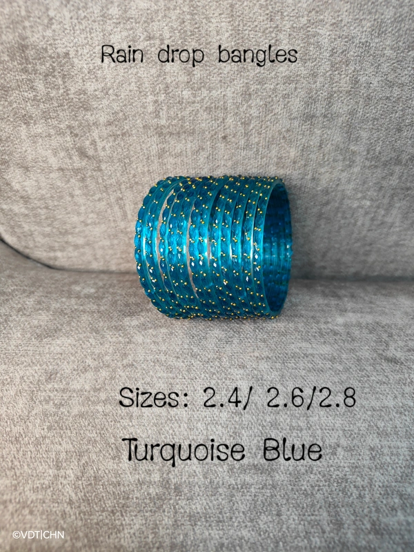 Ruthvi's Etnics Rain Drop Bangles RDB9010 - 2.8, Turquoise Blue