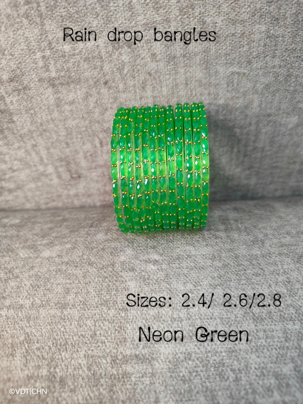 Ruthvi's Etnics Rain Drop Bangles RDB9010 - 2.8, Neon Green