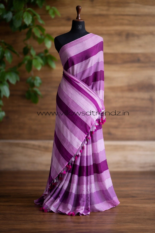 Villows Rainbow Mul Cotton Saree | Multi Colored  With Zari Stripes |  Multi colour | RB5450022 - Multi colour, 5.5 mts + Running Blouse Piece