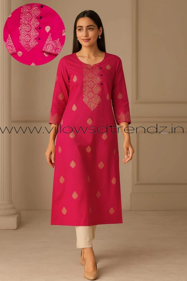Twill Blue Rayon Kurta| Side cut| 3/4 Sleeve| Pink | LI22002 - 2XL, Pink