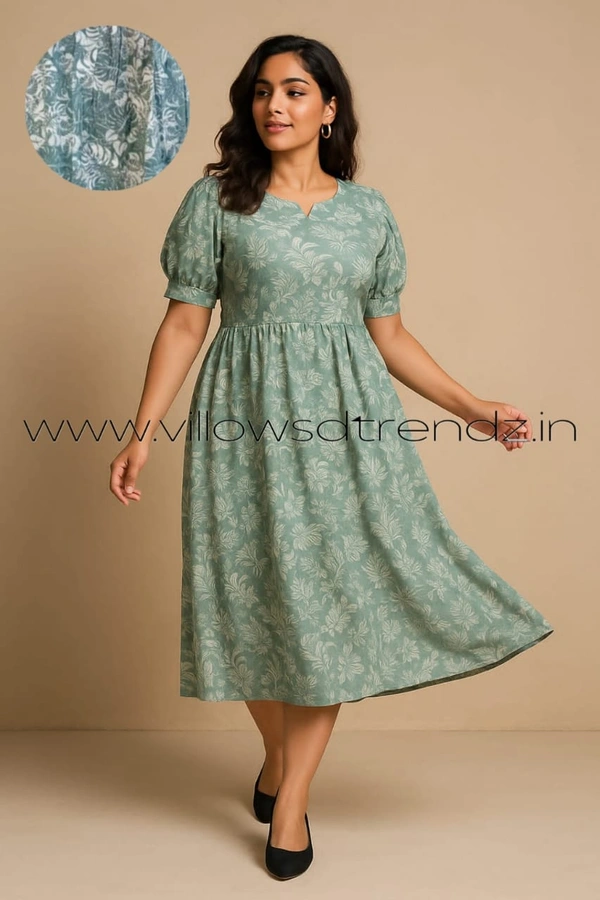 Twill Blue Rayon Umberlla Kurti | 2XL | Peach Green|UM828 - 2XL, Peach Green