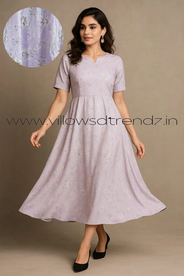 Twill Blue Rayon Umberlla Kurti | XL |Light Pink |UM829 - XL, Light Pink