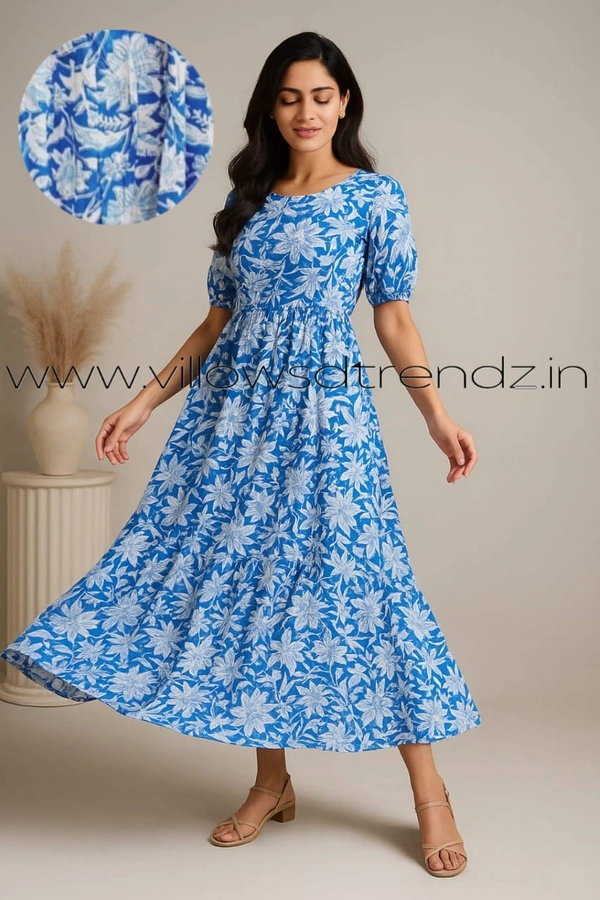 Twill Blue Rayon Umberlla Kurti | S |Sky Blue |UM835 - S, Sky blue