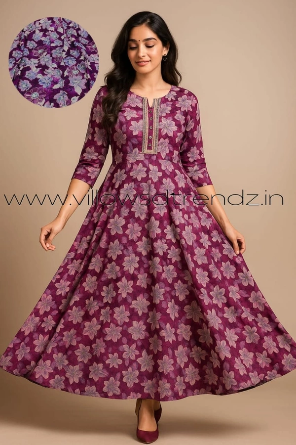 Twill Blue Rayon Umberlla Kurti | M | Pink |UM29004 - M, Pink