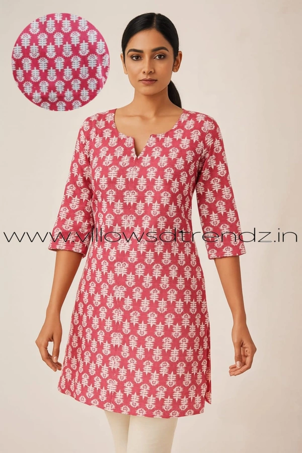 Ruthvi Ethnics Cotton Short Kurti| Red | CK1384 - M, Red