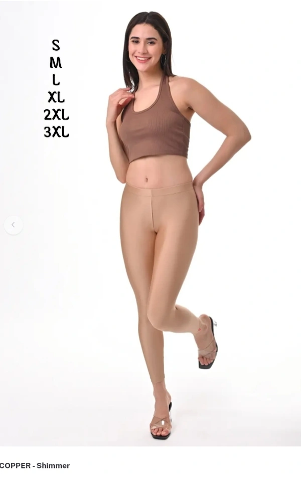 FlyCute Shimmer Leggings Ankle Fit| FCSM13809| Copper - Copper, 2XL