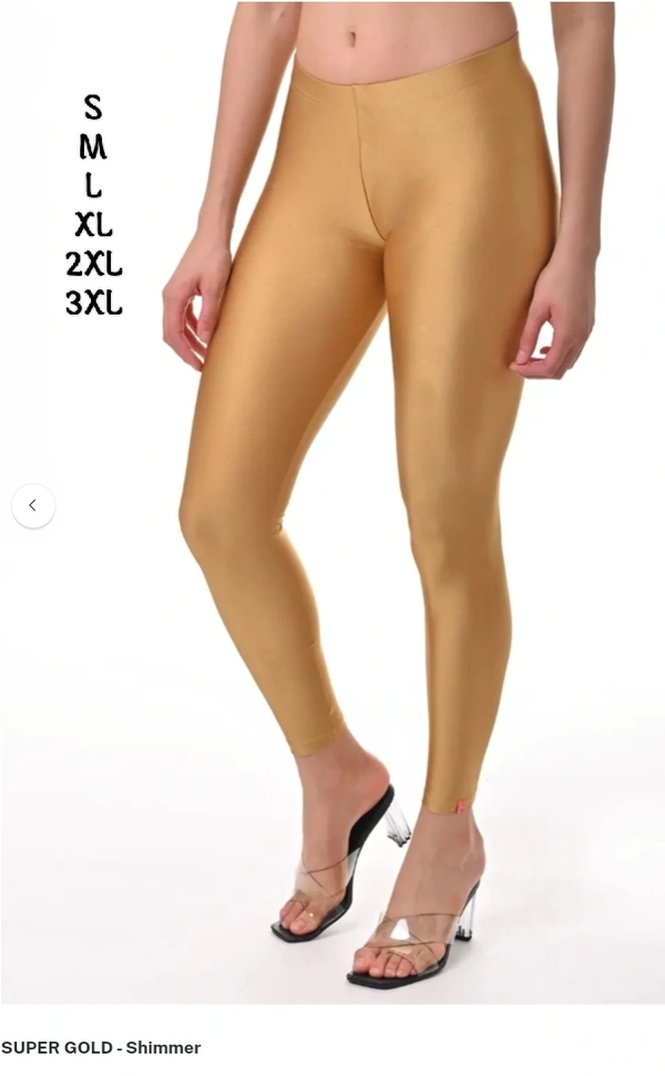 FlyCute Shimmer Leggings Ankle Fit| FCSM138010| Super Gold - Super Gold, 2XL