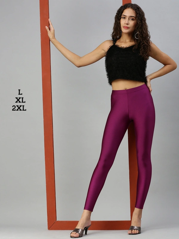 FlyCute Shimmer Leggings Ankle Fit| FCSM13801| Plum - Plum, S