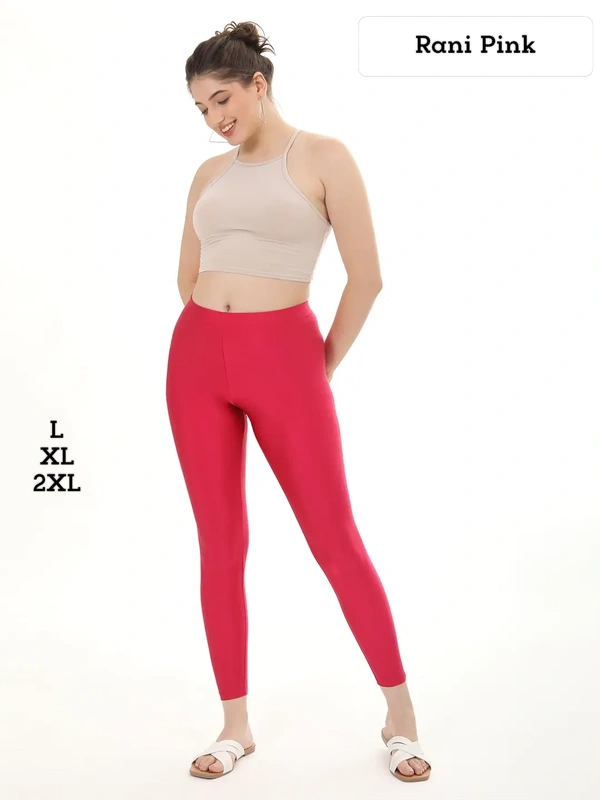 FlyCute Shimmer Leggings Ankle Fit| FCSM13802| Rani Pink - Rani Pink, 2XL