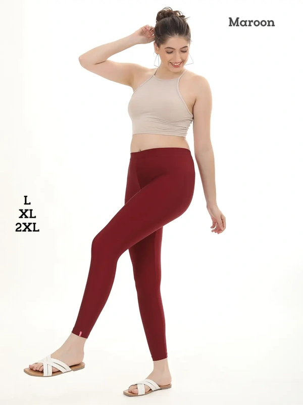FlyCute Shimmer Leggings Ankle Fit| FCSM13804| Marron - Marron, 2XL