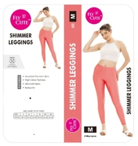 FlyCute Shimmer Leggings Ankle Fit| FCSM13802| Rani Pink - Rani Pink, 2XL