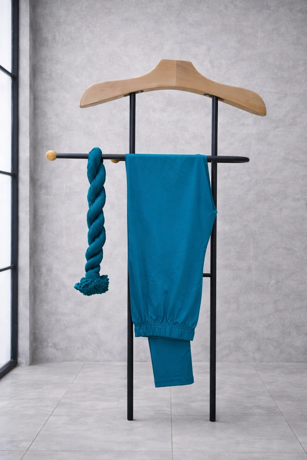 Villows Shimmer Leggings Chudithar Fit Leggings| Full Length| Peacock Blue| 195013 - Leggings with Shawl, Peacock Blue, L