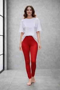 Villows Shimmer Leggings Chudithar Fit Leggings| Full Length| Red | 19507 - Only Leggings, Red, L
