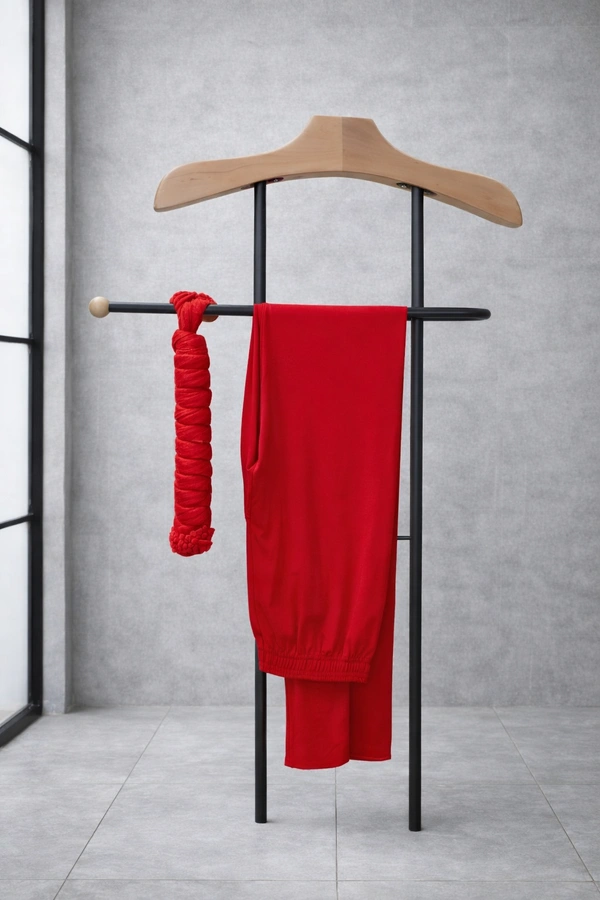 Villows Shimmer Leggings Chudithar Fit Leggings| Full Length| Red | 19507 - Leggings with Shawl, Red, XL