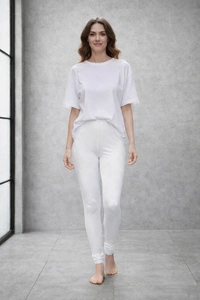 Villows Shimmer Leggings Chudithar Fit Leggings| Full Length| White | 19501 - Only Leggings, White, L