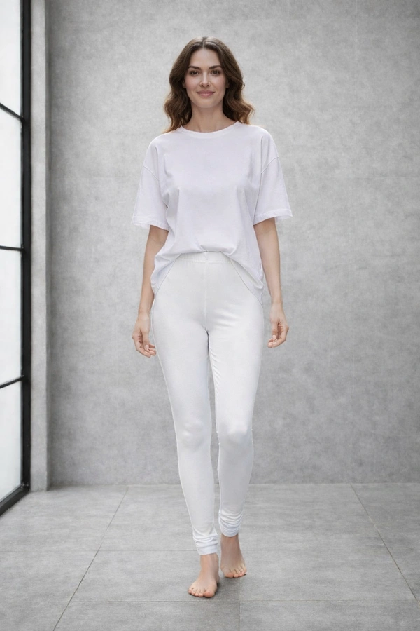 Villows Shimmer Leggings Chudithar Fit Leggings| Full Length| White | 19501 - Only Leggings, White, L