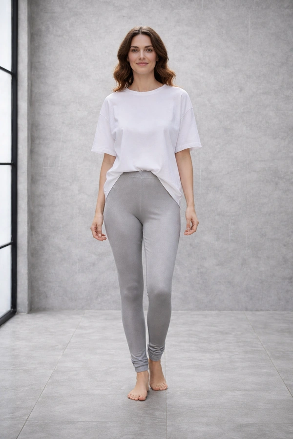 Villows Shimmer Leggings Chudithar Fit Leggings| Full Length| Silver | 19502 - Only Leggings, Silver, XL