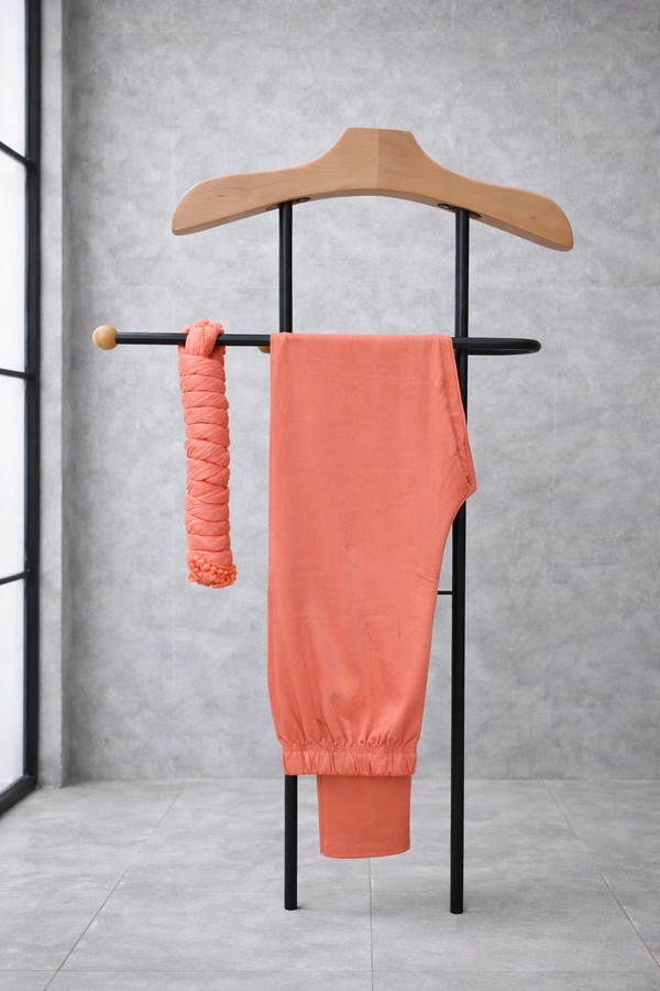 Villows Shimmer Leggings Chudithar Fit Leggings| Full Length| Peach | 19503 - Leggings with Shawl, Peach, L