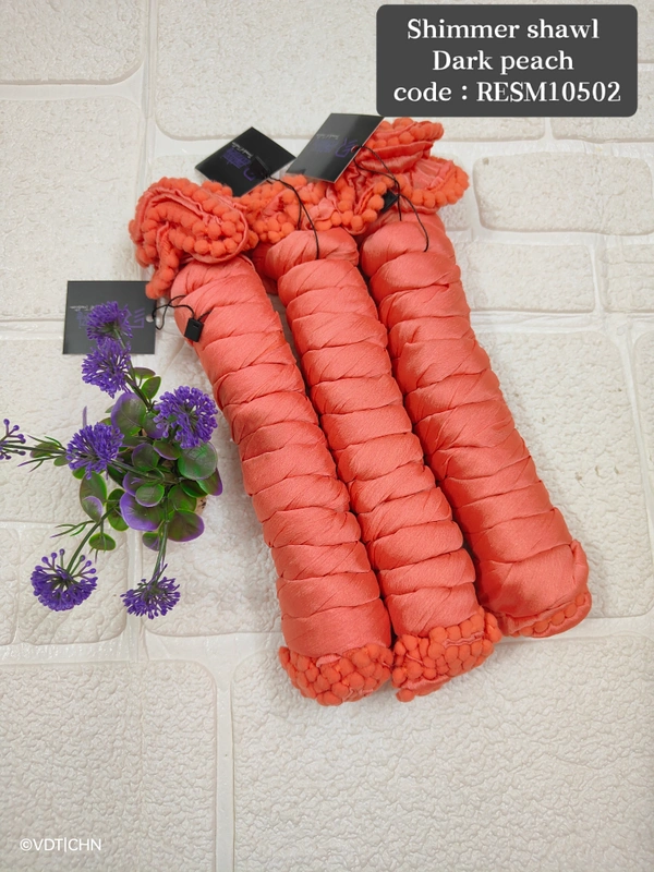 Ruthvi Ethnics Shimmer Shiny Shawl RESM10502 - FS, Dark Peach