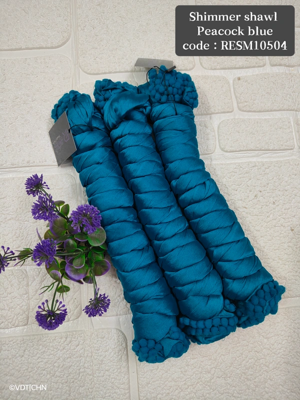 Ruthvi Ethnics Shimmer Shiny Shawl RESM10504 - FS, Peacock Blue