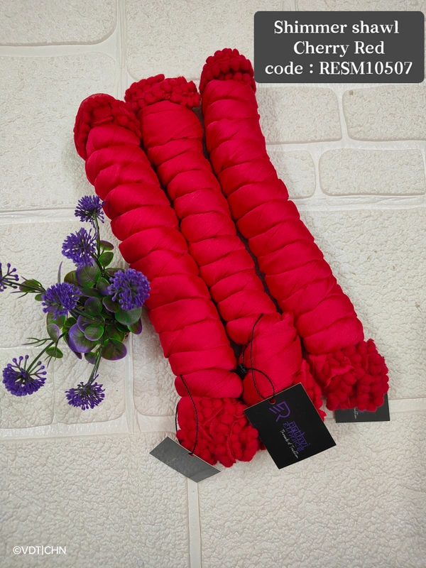 Ruthvi Ethnics Shimmer Shiny Shawl RESM10507 - FS, Chery Red