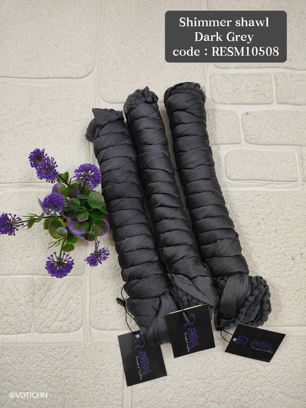 Ruthvi Ethnics Shimmer Shiny Shawl RESM10508 - FS, Dark Grey