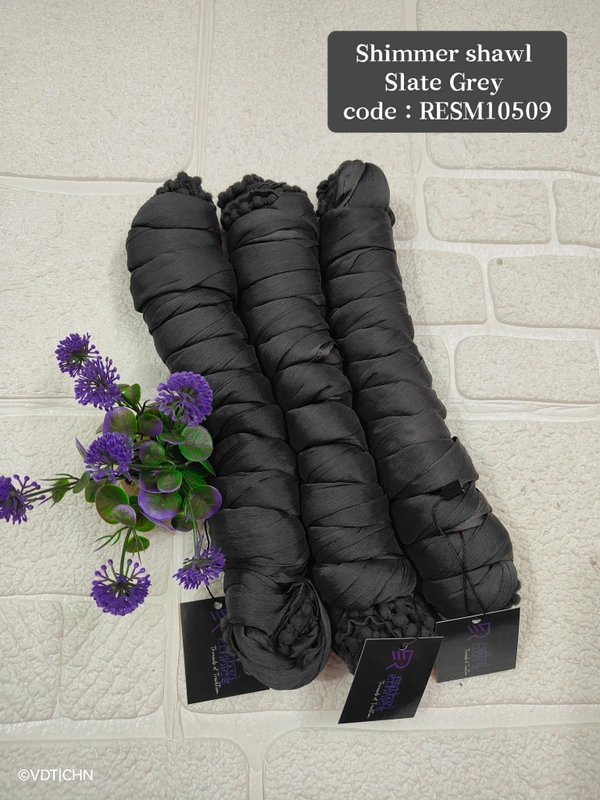 Ruthvi Ethnics Shimmer Shiny Shawl RESM10509 - FS, Slate Grey