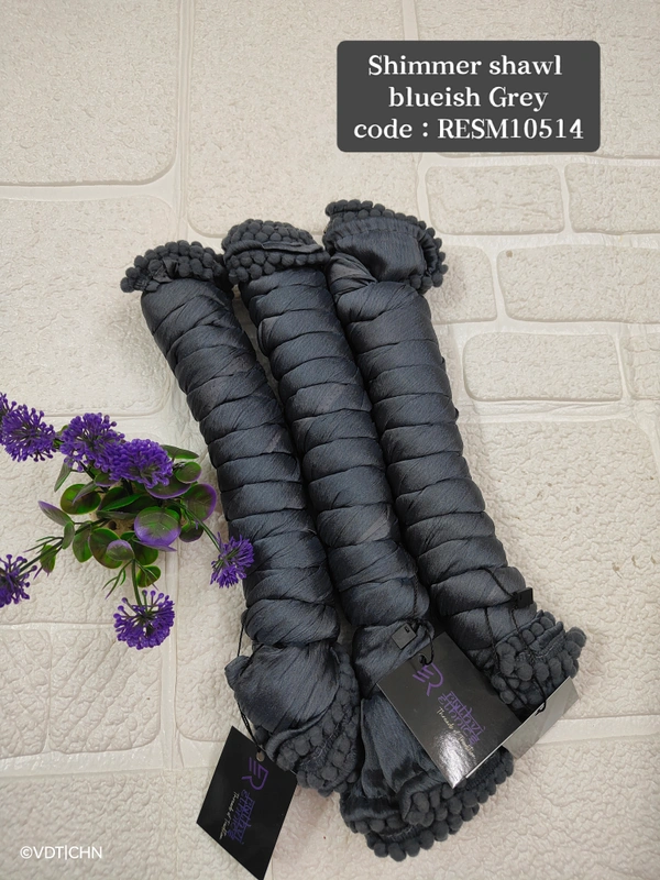 Ruthvi Ethnics Shimmer Shiny Shawl RESM10514 - FS, Blueish Grey