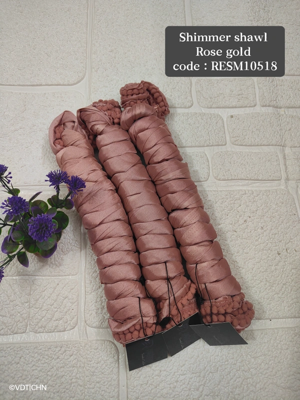 Ruthvi Ethnics Shimmer Shiny Shawl RESM10518 - FS, Rose Gold