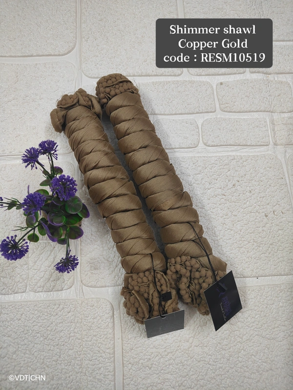 Ruthvi Ethnics Shimmer Shiny Shawl RESM10519 - FS, Coper Gold