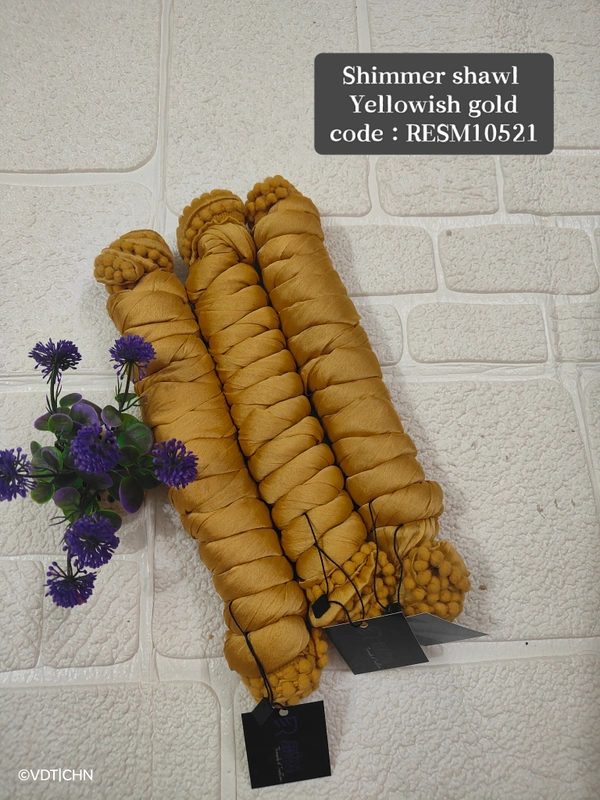 Ruthvi Ethnics Shimmer Shiny Shawl RESM10521 - FS, Yellowish Gold