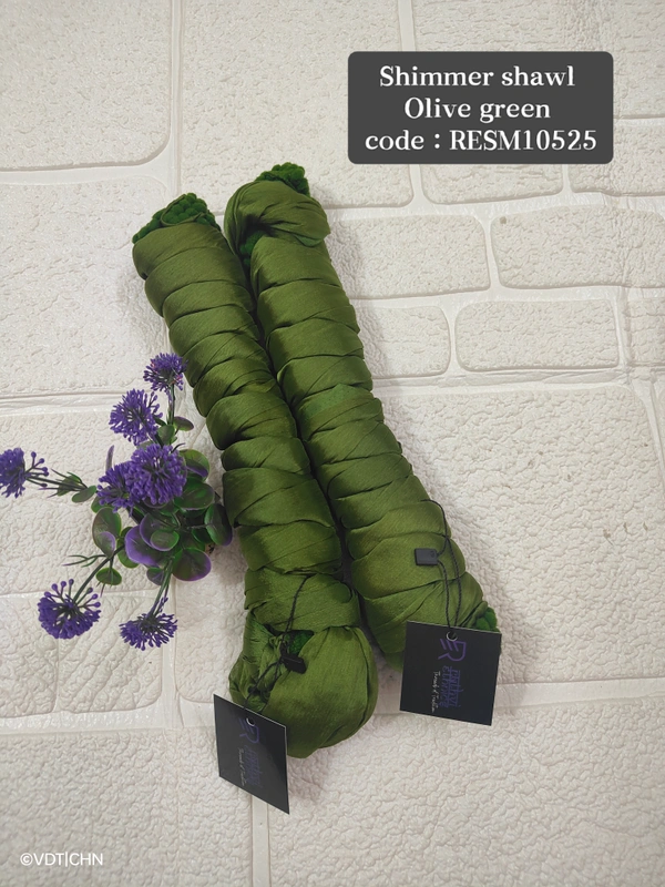 Ruthvi Ethnics Shimmer Shiny Shawl RESM10525 - FS, Olive Green