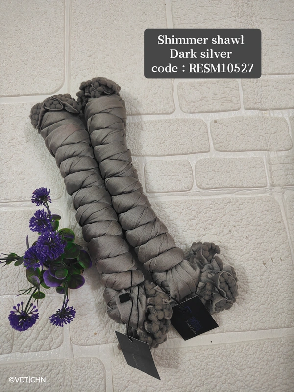 Ruthvi Ethnics Shimmer Shiny Shawl RESM10527 - FS, Dark Silver