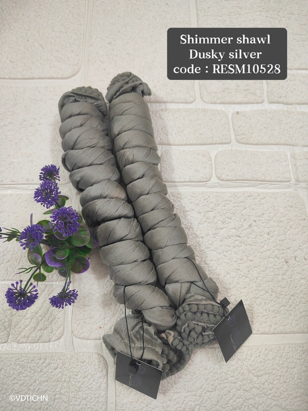 Ruthvi Ethnics Shimmer Shiny Shawl RESM10528 - FS, Dusky Silver