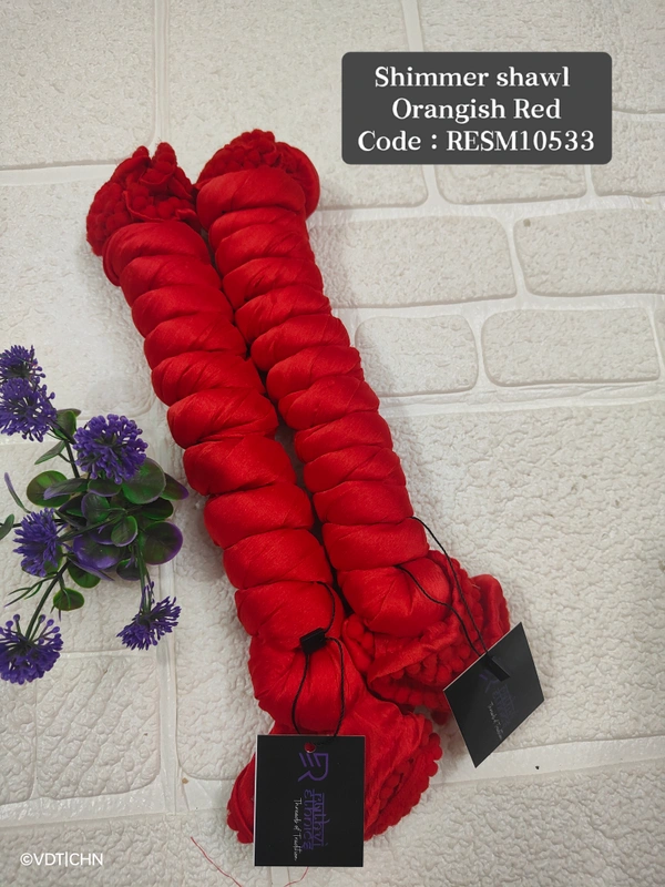 Ruthvi Ethnics Shimmer Shiny Shawl RESM10533 - FS, Orangish Red