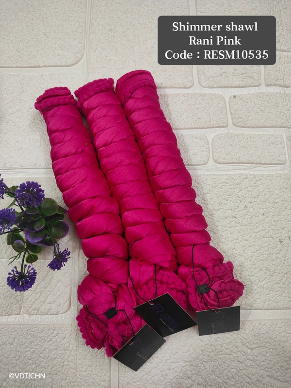 Ruthvi Ethnics Shimmer Shiny Shawl RESM10535 - FS, Rani Pink