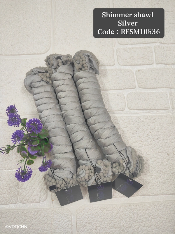 Ruthvi Ethnics Shimmer Shiny Shawl RESM10536 - FS, Silver