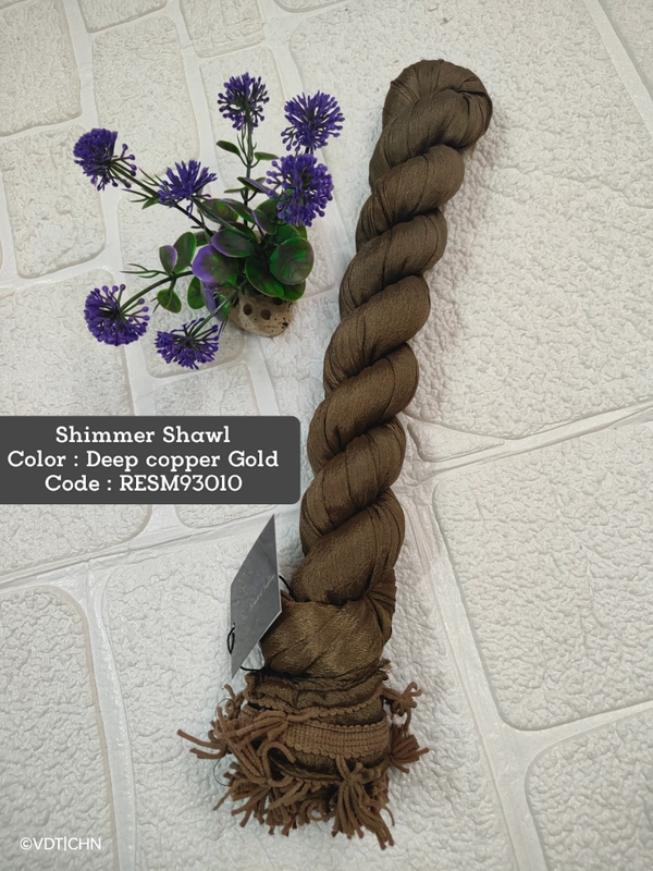 Ruthvi Ethnics Shimmer Shiny Shawl RESM93010 - FS, Deep Copper Gold