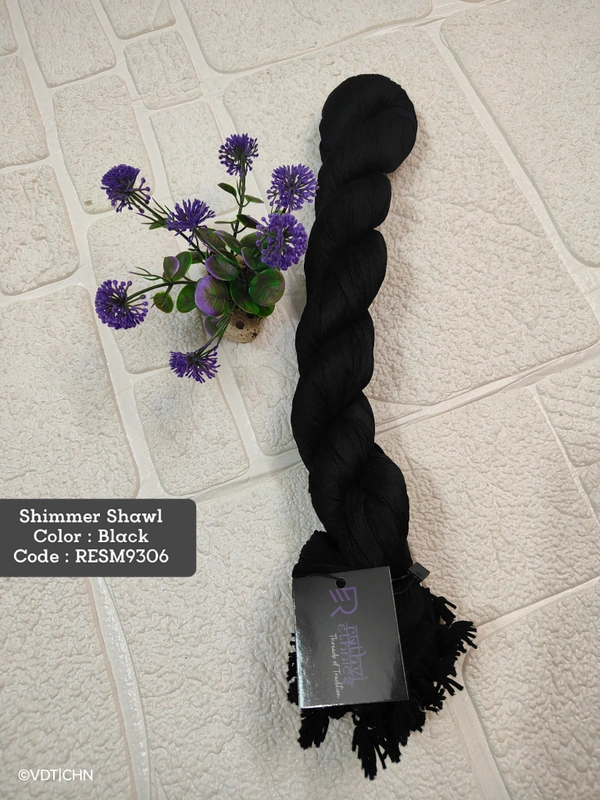 Ruthvi Ethnics Shimmer Shiny Shawl RESM9306 - FS, Black